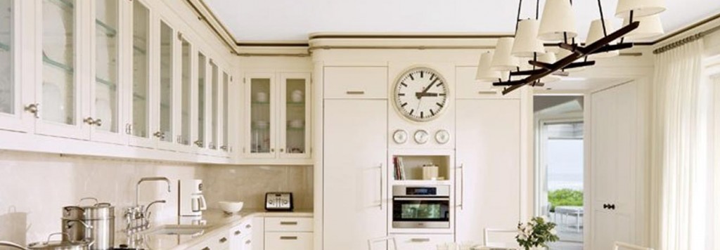 Custom kitchen canister automatic illuminated GPS 24-inch Clock by Lumichron Photo courtesy of Architectural Digest Magazine. Photography by Pieter Estersohn