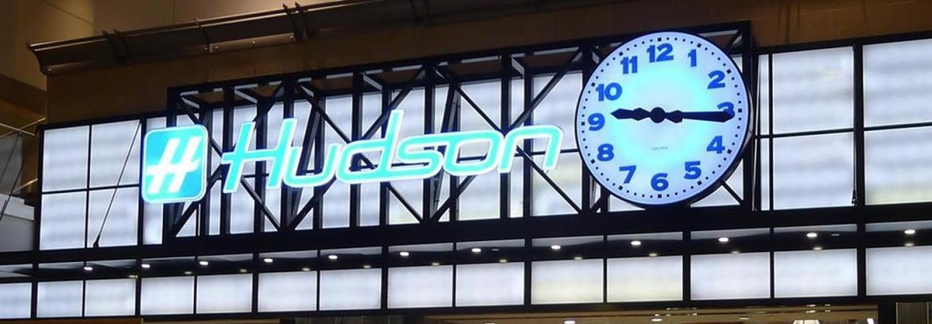 LUMICHRON clock at a Hudson News store in the Seattle Airport, SEATAC, 60-inch diameter