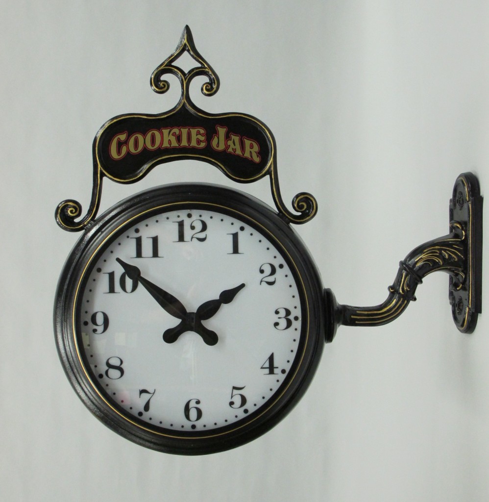 Bracket Clock for The Cookie Jar in NYC with "Cookie Jar" Text on Exterior