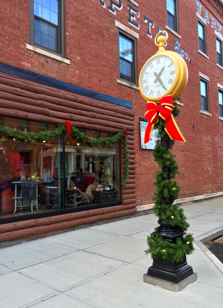 Lumichron Custom Street Clock with Gold Head and Crown custom clock face, Great Barrington, Massachusetts