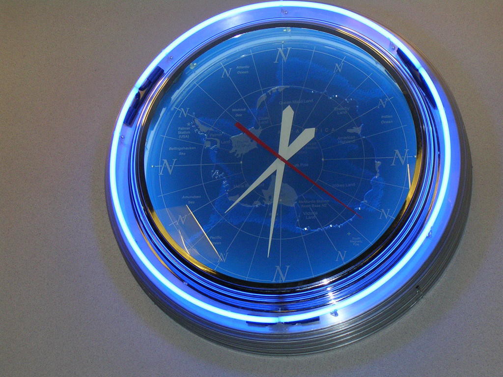 42-inch neon clock McMurdo Station Antarctica by Lumichron