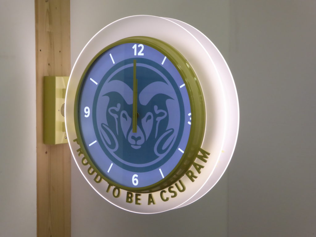 A very Custom Bracket Double-Faced illuminated 30-inch Clock by Lumichron