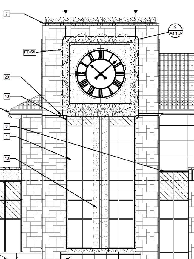 James Madison University Clock Tower Drawing Plans for Lumichron