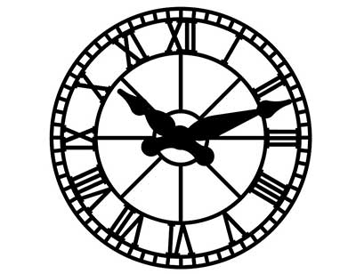 Illustration of LUMICHRON clock face with roman numeral hour markers