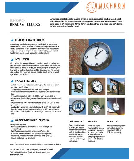 Bracket Clock Data Sheet Thumbnail