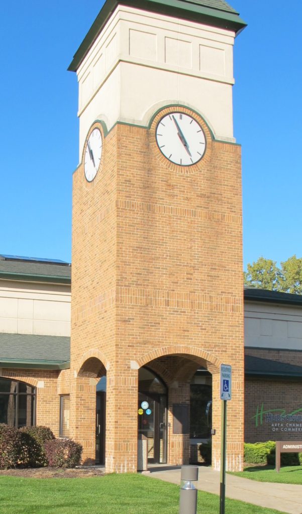City of Hudsonville, Michigan, Clock tower, during restoration of 3 clock faces