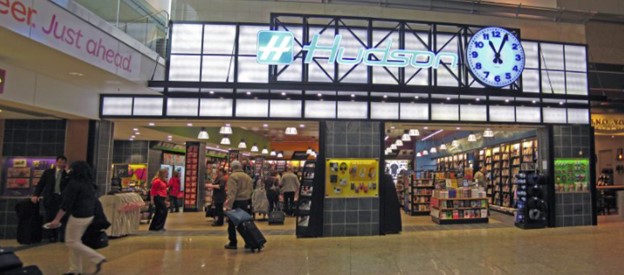 60” diameter Illuminated clock for Hudson Booksellers - The Flagship Hudson location in the Central Terminal of Seattle-Tacoma International Airport