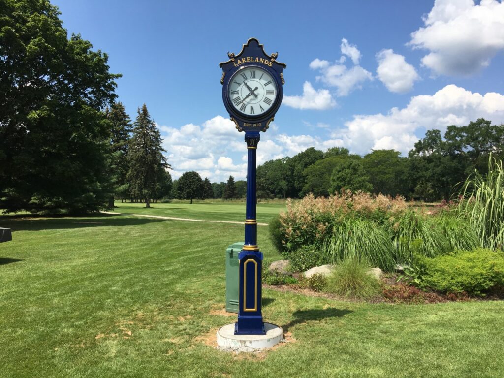 golf course clock, post clock, street clock, E Howard Clock