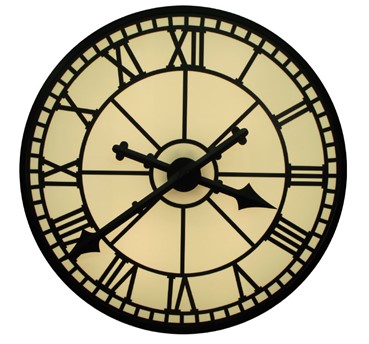 Lumichron clock design with roman rcc dial and roman m clock hands. gothic style large outdoor wall clock manufactured by Lumichron