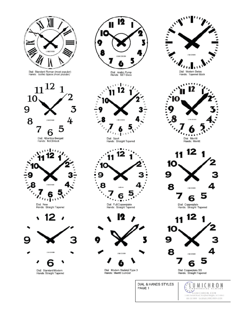 Dials and Hands samples for large clocks