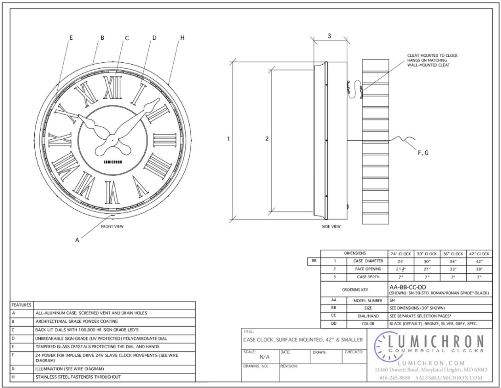 Surface Mount Tower Clocks - 42 smaller