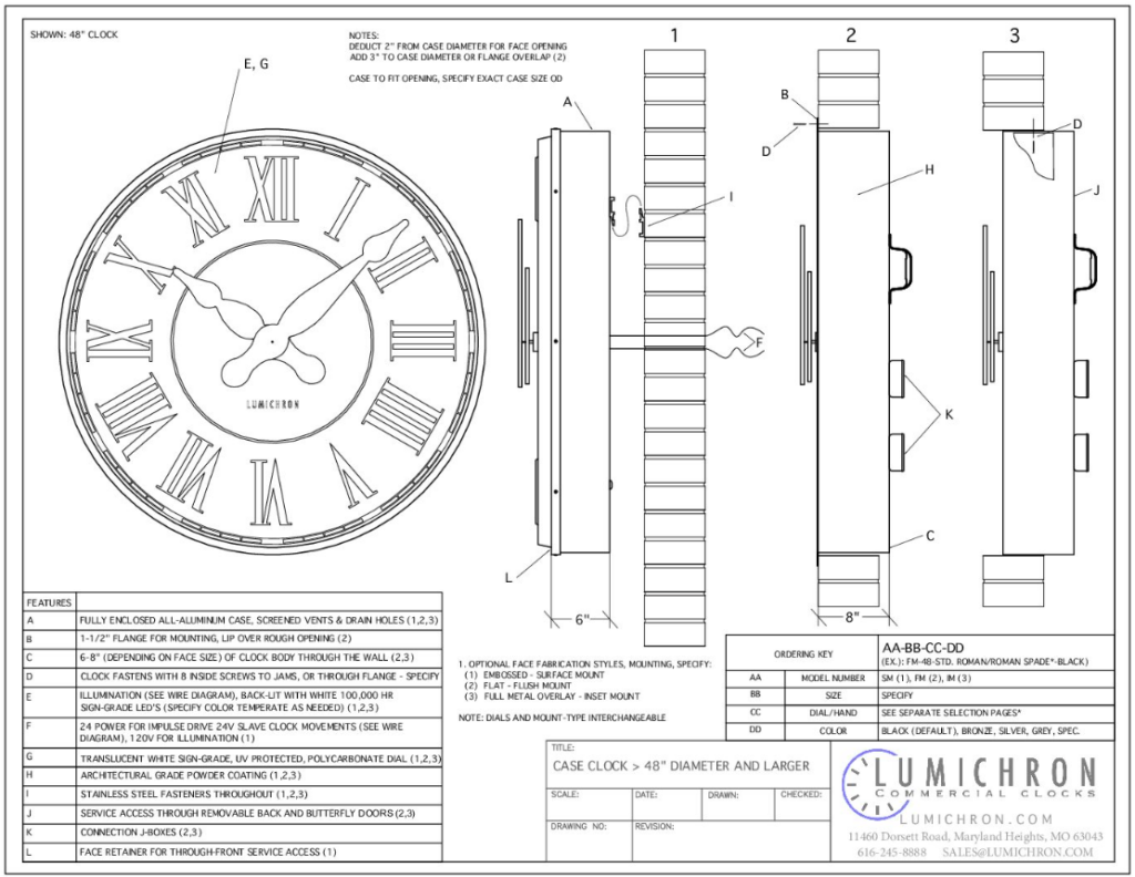 Surface Mount Tower Clocks - 48 larger