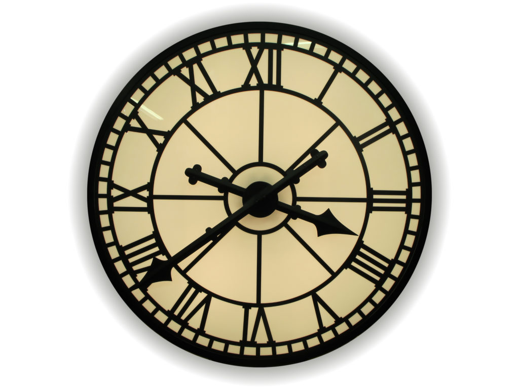 Tower Canister 60-inch Illuminated Roman Clock Full metal dial overlay by Lumichron